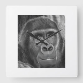 Horloge Carrée Gorilla sucking fingers Clock2 指しゃぶりのゴリラ時計