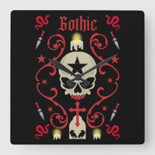 Horloge Carrée Goth Day Art gothique