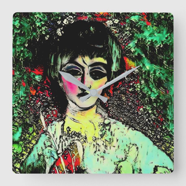 Horloge Carrée Gothic Beauty Portrait  (Recto)