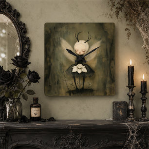 Horloge Carrée Gothique Fantastique Floral à l'Esthétique Fée Whi