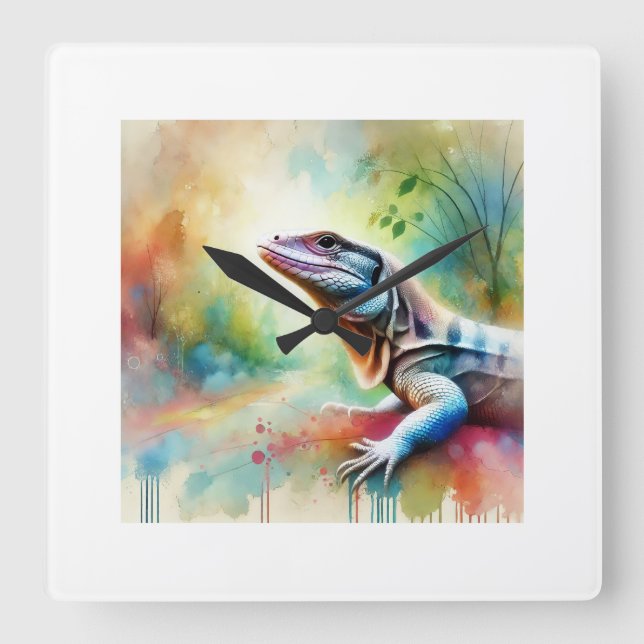 Horloge Carrée Graceful Lizard 240824AREF128 - Watercolor (Recto)