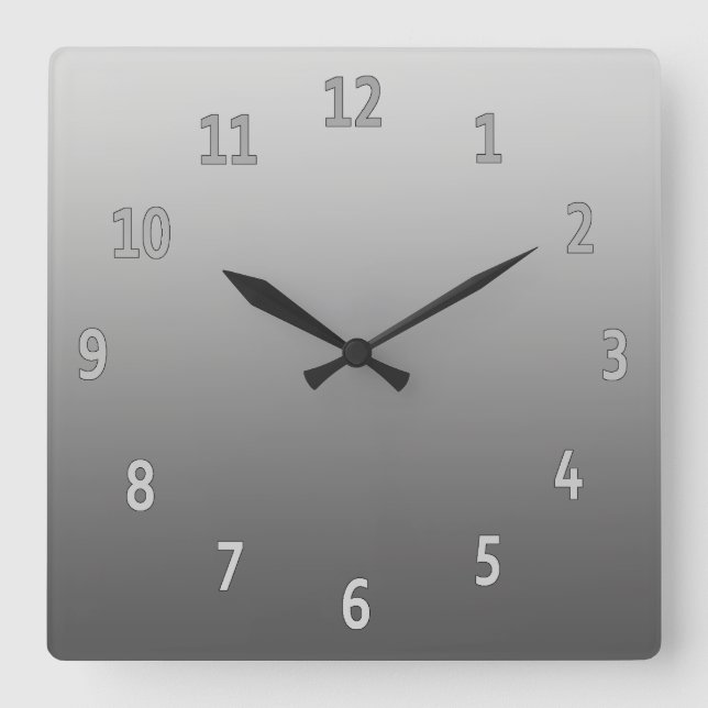 Horloge Carrée Gradient gris simple (Recto)