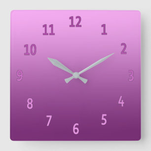 Horloge Carrée Gradient Simple Coloré Rose