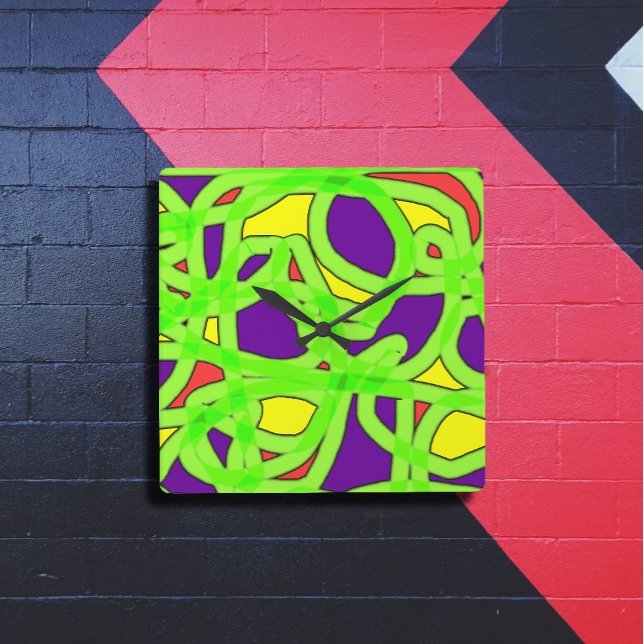 Horloge Carrée Graffiti Pop Art (Créateur téléchargé)