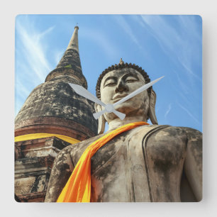 Horloge Carrée Grand Bouddha à Ayutthaya, Thaïlande