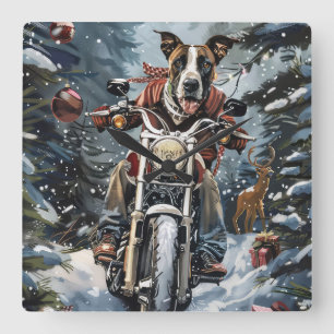Horloge Carrée Grand Danois à moto Noël