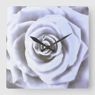 Horloge Carrée Grand Rose artistique bleu pâle