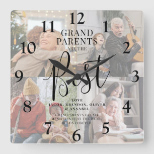 Horloge Carrée 'GRANDPARENTS' are the Best Photos, Name/s & Quote