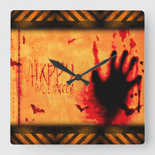 Horloge Carrée graphisme de SlipperyJoe gritt Happy Halloween jag
