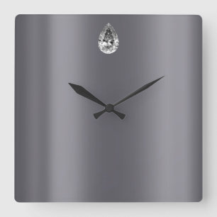 Horloge Carrée Graphisme Diamant Noir Vip minimal