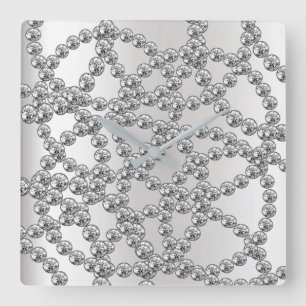 Horloge Carrée Graphite argenté gris de bijoux de diamant
