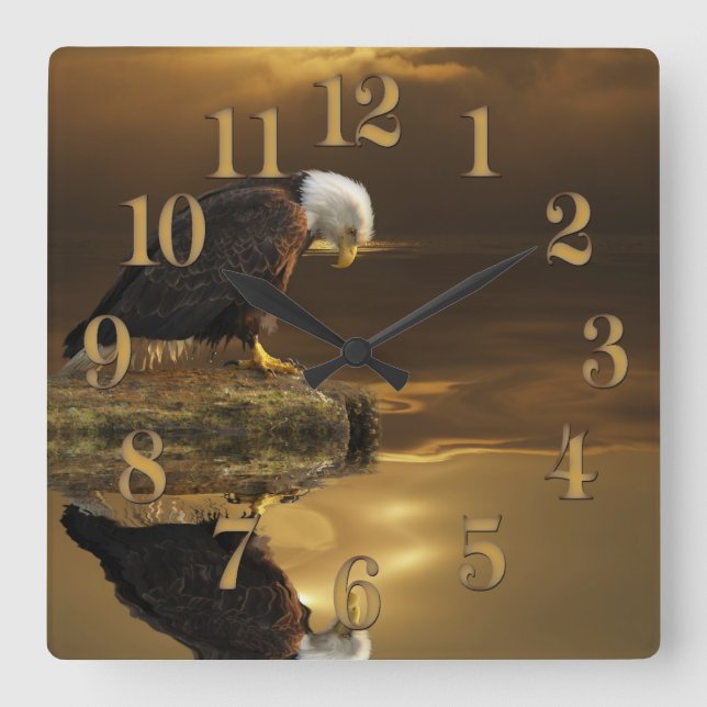 Horloge Carrée Gratitude Bald Eagle Spiritual Wildlife Clock (Recto)