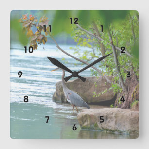 Horloge Carrée Great Blue Heron