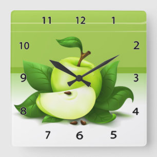 Horloge Carrée Green Apple Clock