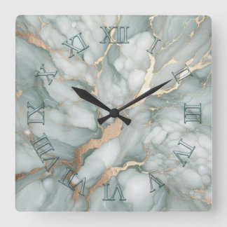 Horloge Carrée green gold marble