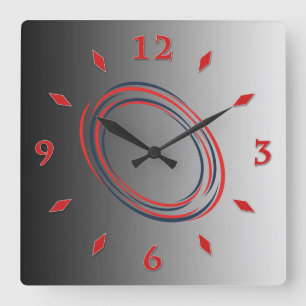 Horloge Carrée Grey gradient, red dial.