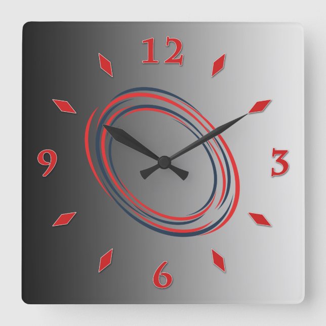 Horloge Carrée Grey gradient, red dial. (Recto)