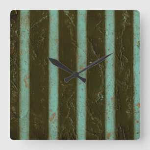 Horloge Carrée Grille contemporaine d'air de turquoise