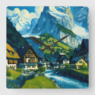 Horloge Carrée Grindelwald Suisse Art
