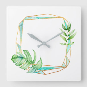 Horloge Carrée Gris blanc en bon état tropical de Poligonal de