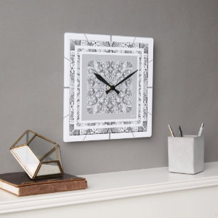 Horloge Carrée Gris dentée céramique
