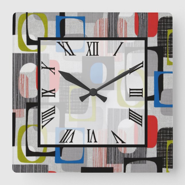 Horloge Carrée Gris encadré rétro (Recto)
