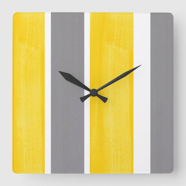 Horloge Carrée Gris jaune Gris blanc Gris moderne 2 (Recto)