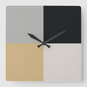 Horloge Carrée Gris, noir et tan