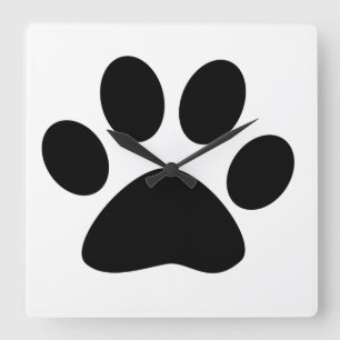 Horloge Carrée Gros Empreintes de pattes gourmands cadeaux Black 