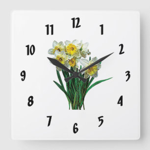 Horloge Carrée Groupe de jonquilles blanches