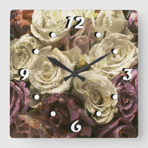 Horloge Carrée Grunge, rose, photo