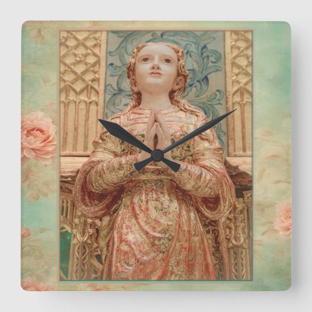 Horloge Carrée Guardian Angel painting clock (Recto)