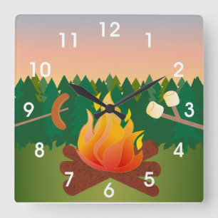 Horloge Carrée Guimauve Smores de colonie de vacances