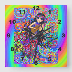 Horloge Carrée Guitare de Chick, fille de Mermaid