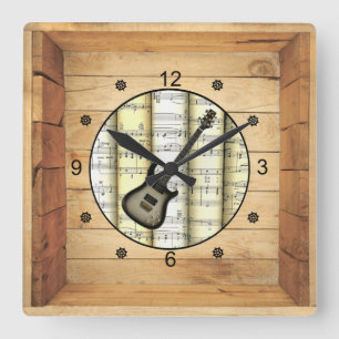 Horloge Carrée Guitare électrique ~ 3 Dimensions ~ Boîte d'art po