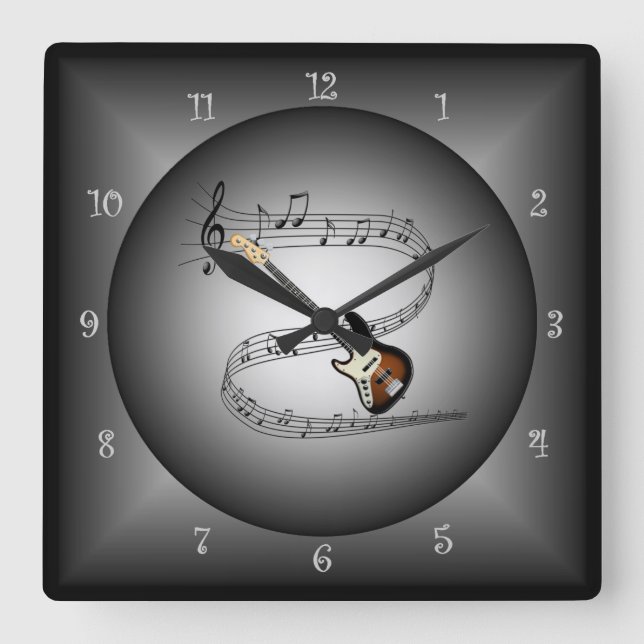 Horloge Carrée Guitare électrique ~Globe musical ~Instrument de m (Recto)