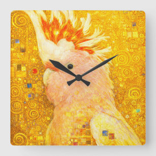 Horloge Carrée Gustav Klimt Cacatoès de Mitchell