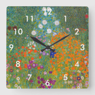 Horloge Carrée Gustav Klimt - Jardin de fleurs