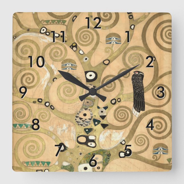 Horloge Carrée Gustav Klimt - L'Arbre de Vie, La Frieze Stoclet (Recto)