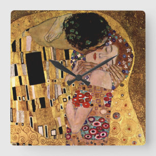 Horloge Carrée Gustav Klimt : Le baiser (détail)