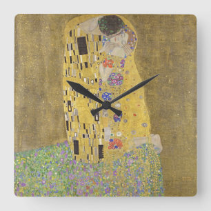 Horloge Carrée Gustav Klimt Le Baiser Or Beaux-Arts