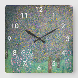 Horloge Carrée Gustav Klimt - Roseraies sous les Arbres