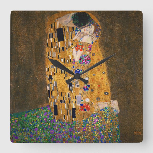 Horloge Carrée Gustav Klimt , “ The Kiss ” (Recto)