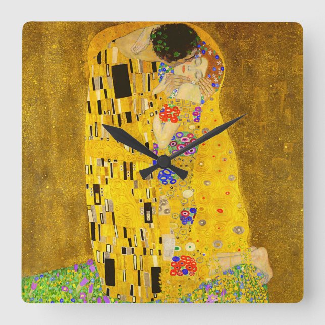 Horloge Carrée Gustav Klimt's The Kiss famous painting (Recto)