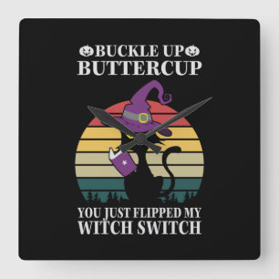 Horloge Carrée Halloween Buckle Up Butter Cup Birthday
