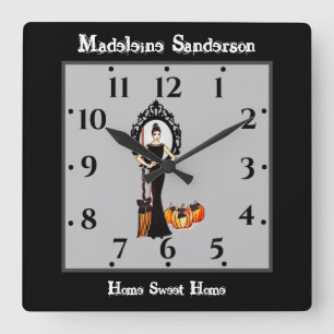 Horloge Carrée Halloween Classic Elegant Witch Black Dress