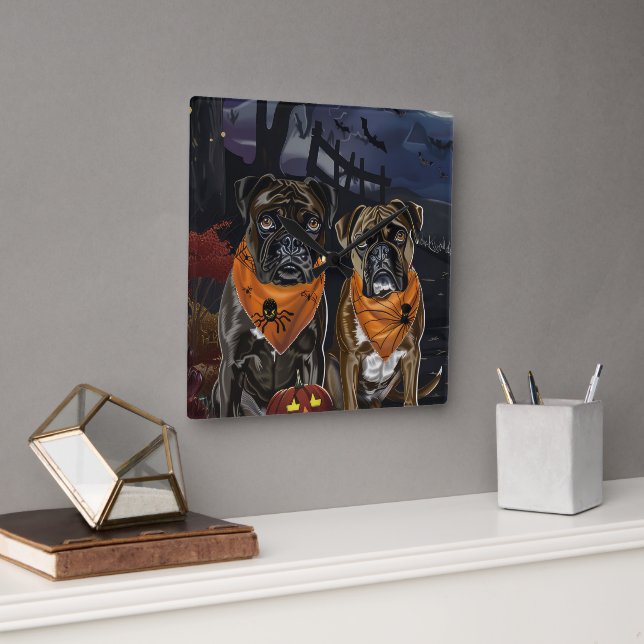 Horloge Carrée Halloween Éffrayant (Bureau)