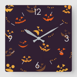 Horloge Carrée Halloween Lune Hantée Maison Carré Cloc