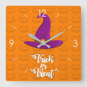 Horloge Carrée Halloween Lune Hantée Maison Carré Cloc