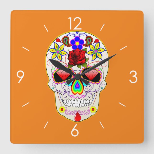 Horloge Carrée Halloween Skull (Recto)